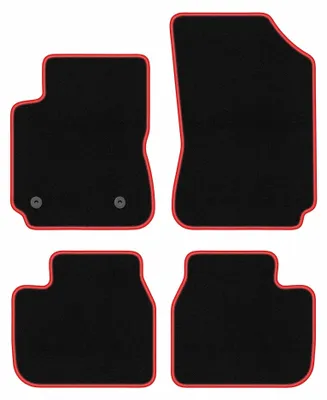 Image de Tapis de sol en moquette pour Citroen C4 Cactus II 2018- (crossover) – jeu 4 pièces, noir/rouge, sur mesure – Wielganizator CARLUX