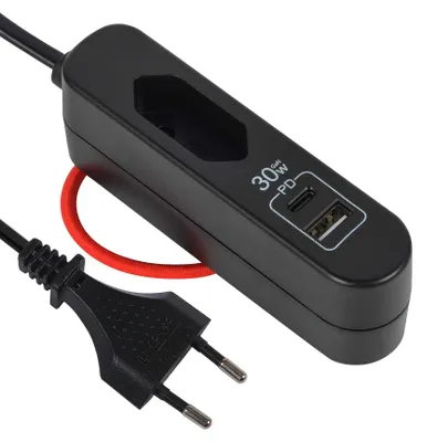 Obrázek produktu pro Electraline 62569, přenosná nabíječka, 30 W, napájení přes 2 USB porty (1 typ A +)