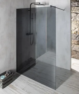 Produktbild von Gelco VARIO BLACK Dusch-Glasteil, Wandmontage, graues Glas, 1000 mm