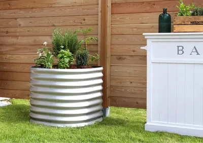 Produktbild von Vitavia Hochbeet "Terra 630" aluminium blank 63 cm Modell "Rund"