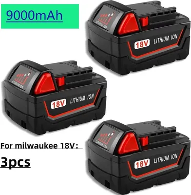 Zdjęcie produktu dla Akumulator M18 do elektronarzędzi – zamienny akumulator litowo-jonowy – 18 V – 9000 mAh – 3 sztuki – bez ładowarki