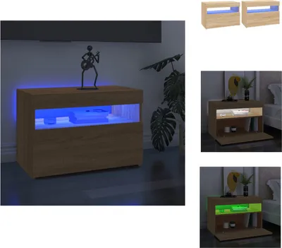 Produktbild von vidaXL TV-Schränke LED-Leuchten 2 Stk. Sonoma-Eiche 60x35x40 cm -  TV-Möbel