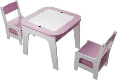 Zdjęcie produktu dla Zestaw do siedzenia dla dzieci Milou 301043, wykonany z drewna, stolik dziecięcy z miejscem do przechowywania i planszami do gry, różowy/biały