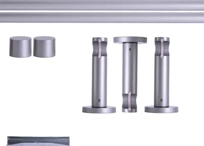 Produktbild von Gardinenstange Set, 1-läufig, ⌀ 19 mm, 320 cm, silber + Wand, Kappe Komplettset mit Halterungen & Endstücke, Vorhangstange in Silber, Rot-Bronze & Anthrazit, 120–400cm, Eisen, Aluminum Victoria M.