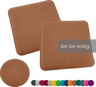 Produktbild von heimtexland ® Sitzkissen Set Filz Stuhlkissen Stuhlauflage Filzkissen Stuhl Polster Kissen Typ631 2er Set 35 x 35 cm Eckig Camel