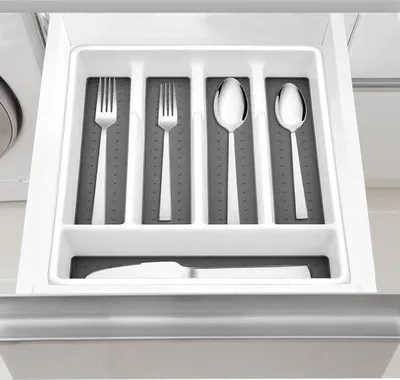 Immagine prodotto di Vassoio in plastica a 5 scomparti, bianco e grigio, 32x29 cm