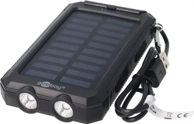 Produktbild von Outdoorová powerbanka s robustní konstrukcí, solárním panelem a funkcí svítilny, 8 000 mAh, černá