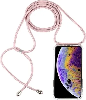 Produktbild von Mobigear Lanyard iPhone X Flexibles TPU Handykette - Transparent / Roségold