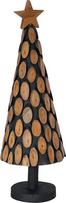 Image de vidaXL Arbre de Noël avec support brun 90 cm bois massif teck