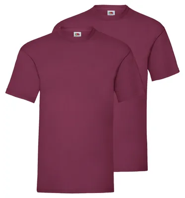 Produktbild von Doppelpack Fruit of the Loom Valueweight T-Shirt + GRATIS MyShirt Stoffbeutel Farbe: burgund Größe: XL