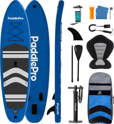 Produktbild von LifeGoods PaddlePro SUP Board - Mit Sitz - Aufblasbares Paddle Board - Komplettes Set - Max. 150 KG - 320x81 cm - Blau