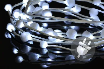 Obrázek produktu pro Vánoční LED osvětlení, bavlněné kuličky 48 LED, studená bílá