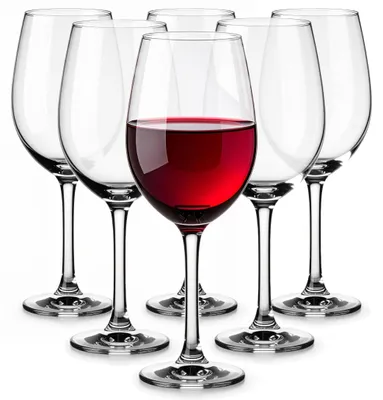 6 Rotweingläser 500 ml, stapelbar, spülmaschinenfest, transparent
