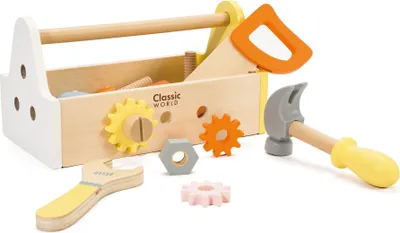 Produktbild von Classic World Schreiner-Set aus Holz mit Werkzeugkasten, 18-tlg.