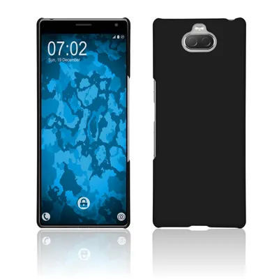 Produktbild von PhoneNatic Case kompatibel mit Sony Xperia 10 - Hülle schwarz gummiert Hard-case + 2 Schutzfolien