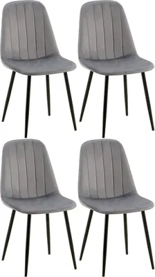 Produktbild von 4er Set Esszimmerstuhl Baxter Samt dunkelgrau