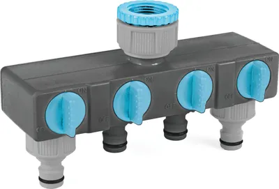 Produktbild von 4 Wege Verteiler mit Absperrhahn
