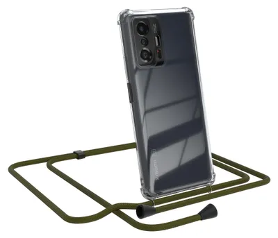 Produktbild von EAZY CASE Handykette kompatibel mit Xiaomi 11T / 11T Pro 5G, Handyhülle mit Umhängeband, Handykordel, Schutzhülle Clear, Band in Grün