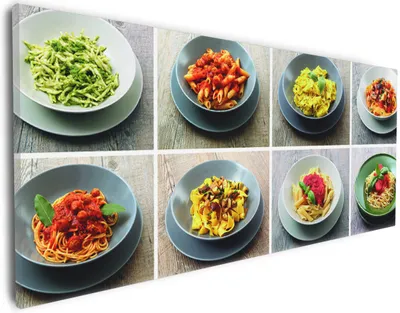 Produktbild von Wallario Premium Leinwandbild Italienische Pasta in Größe 30 x 75 cm