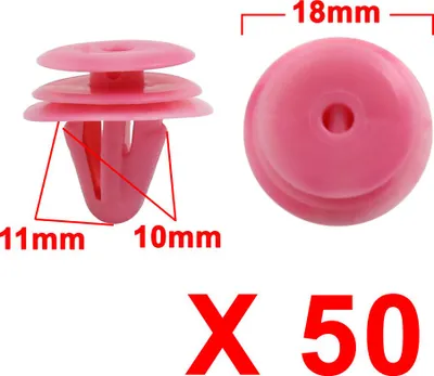 Image de 50Pcs Rivets en plastique rose Moulage Clips fixation garniture porte pour voiture Auto 10mm