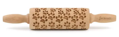 Produktbild von Folkroll Teigrolle Hundepfoten, junior, 23 cm, Nudelholz, Prägerolle, Muster, Motiv, Rolle, Buchenholz, 330548