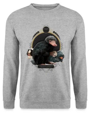 Produktbild von Spreadshirt Phantastische Tierwesen Nifflers Uni Pullover, S, Weißgrau meliert