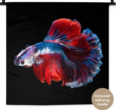 Produktbild von MuchoWow® Wandteppich Wandbehang Fisch - Schwanz - Schwarz 60x60 cm Tapisserie Dekoration Wandtuch - Dekorationen - Wand Decke