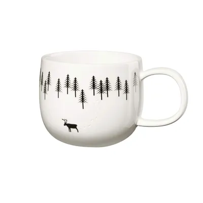 Produktbild von ASA Selection joy Henkelbecher, snow tracks D. 10 cm, H. 8,5 cm, 0,4 l. Motiv glänzend New Bone China 16862286