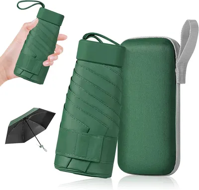 Produktbild von Regenschirm mit Pouch, ultraleichter Mini UV Sonnenschirm, sturmfest, für Sonne und Regen