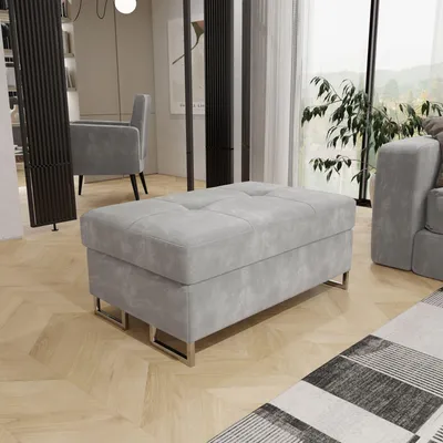 Produktbild von Masseno Polsterhocker BARLET Pouf Hellgrau 100x60 cm