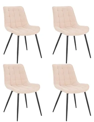 Produktbild von HOME DELUXE - Polsterstuhl IKALO 4er Set - Farbe: Creme - weiche Polsterung, bis 120 kg belastbar I Küchenstuhl Speisestühle Esszimmerstühle