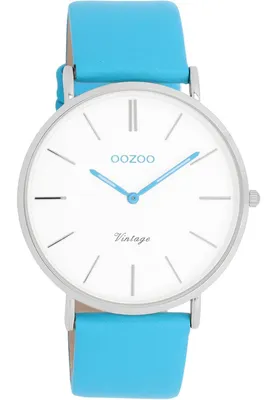 Produktbild von Oozoo Armbanduhr blau Leder Vintage Series Damen Analog-Quarzuhr UOC20310