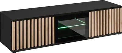Produktbild von Lowboard, schwarz mit Hickory Eiche, CATANZARO-164