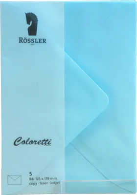 Produktbild von RÖSSLER Briefumschläge Coloretti himmelblau DIN B6 5 Stück