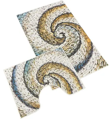 Produktbild von Badteppich 3D 60x100+60x50cm Kieselsteine beige