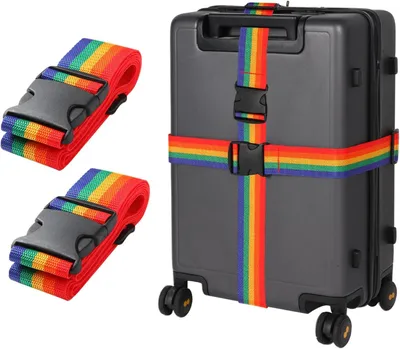 Imagen del producto de Correas para maletas, 195 cm, juego de 2 unidades, ajustables, de colores variados, para viajes