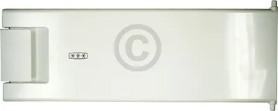 A top view of a white product with a hinge on the left and a small rectangular emblem with three asterisks in the center.