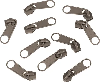 10 Reißverschluss Zipper für Endlosreißverschluss, 3mm, mittelgrau