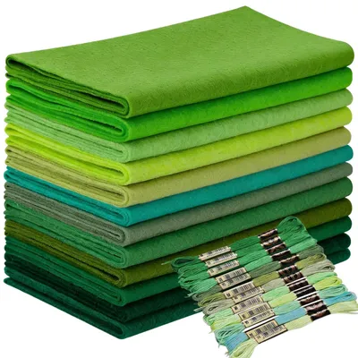 Productafbeelding van Solidchoice - 12 Rollen Groene Viltstof voor Knutselen 20.5 x 90 cm