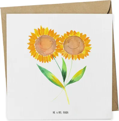 Produktbild von Mr. & Mrs. Panda Grußkarte Blume Sonnenblume - Weiß - Geschenk, Lieblingsmensch, Best Friends, Garten, faltkarte, Freundin, anlasskarte, Klappkarte, Glückwunschkarte