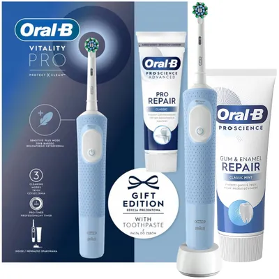 Produktbild von Oral-B Vitality Pro X blau elektrische Zahnbürste + Zahnpasta