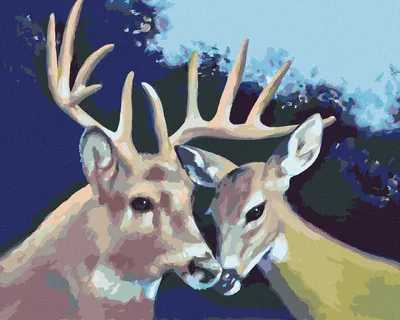Produktbild von Zuty - Malen nach Zahlen - VERLIEBTER HIRSCH UND HIRSCHKUH (D. RUSTY RUST), 40x50 cm, mit Keilrahmen (bereits gespannt)