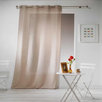 Vorhang mit Ösen, Linnenlook, 140x280 cm, Haselnuss, Polyester