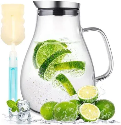 Productafbeelding van Glazen Kan 2.0 Liter met Deksel - Hittebestendig Borosilicaatglas