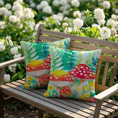 Produktbild von Outdoor Kissenbezüge 45x45 cm 2er Set Dekokissen für Sofa Garten Balkon