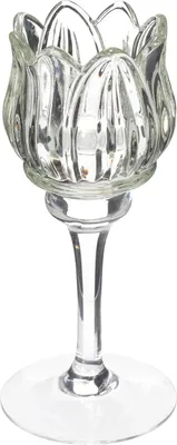 Produktbild von Teelichthalter Glas Blumenform elegantes Wohnaccessoire
