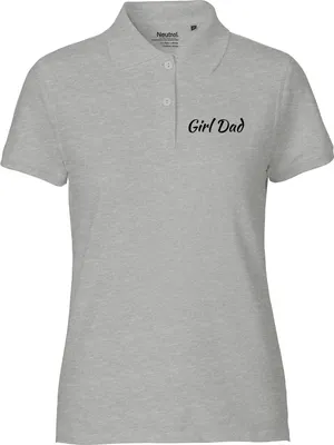 Produktbild von Huuraa Damen Polo Shirt Girl Dad Schriftzug S Sport Grey Bio Baumwolle Fairtrade Poloshirt Geschenkidee