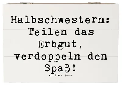 Produktbild von Mr. & Mrs. Panda Box Spruch Halbschwester Freude 22 x 15 cm - Weiß - Geschenk, geschenkkiste, Aufbewahrungsbox aus Holz, Patchworkfamilie, Schatulle, Familiengeschenke