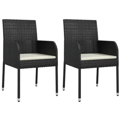 Produktbild von vidaXL Gartenstühle mit Kissen 2 Stk. Poly Rattan Schwarz