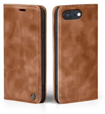 Produktbild von Handy Hülle für Apple iPhone 16e Klapphülle Bookcase Flip Cover Handy Tasche Etui Farbe: Hellbraun